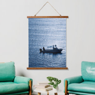 Minimalist Ocean Wall Art Fisherman Blue