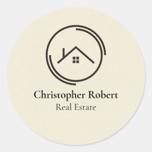 Minimalist Off White Real Estate Classic Round Sticker