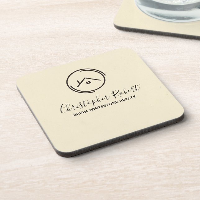 Minimalist Off White Real Estate Coaster (Left Side)