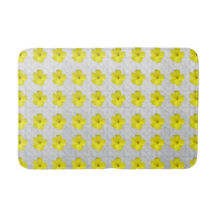 Minimalist Off White Yellow Spring Flower Bath Mat