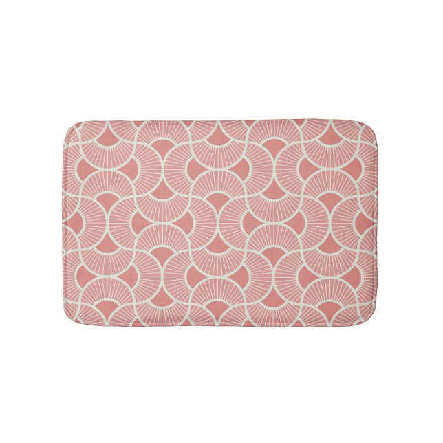 Minimalist Ogee Rising Sun Fans Calm Neutral Pink Bath Mat (Front)