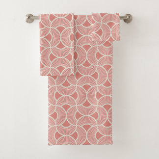 Minimalist Ogee Rising Sun Fans Calm Neutral Pink Bath Towel Set