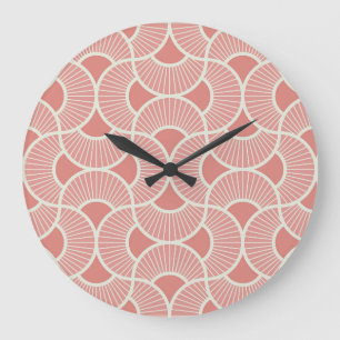 Minimalist Ogee Rising Sun Fans Calm Neutral Pink Large Clock