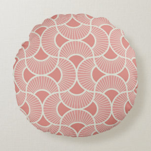 Minimalist Ogee Rising Sun Fans Calm Neutral Pink Round Cushion