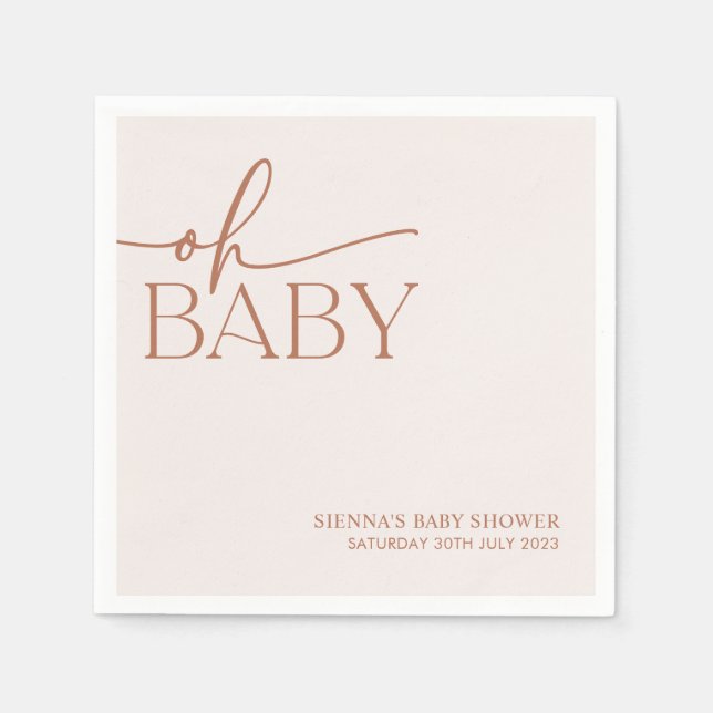Minimalist Oh Baby Gender Neutral Baby Shower Napkin (Front)