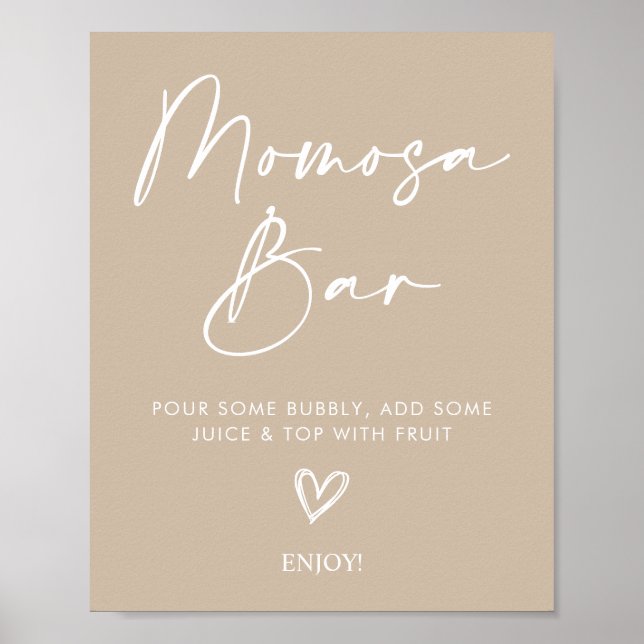 Minimalist Oh Baby Shower Momosa Bar Sign Poster (Front)