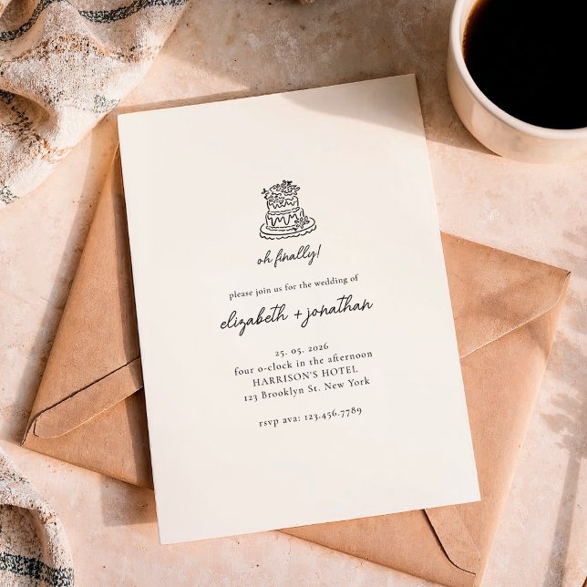 Minimalist Oh Finally Script Wedding Invitation (Creator Uploaded)