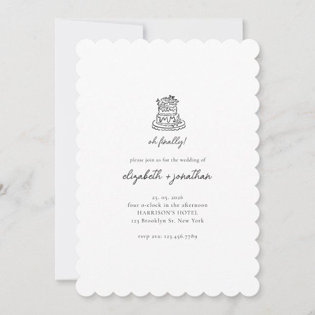 Minimalist Oh Finally Script Wedding Invitation (Front)