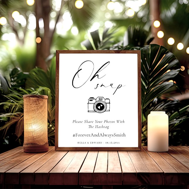 Minimalist Oh Snap Wedding Hashtag Sign (Creator Uploaded)