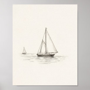 Minimalist Old Money Sailboat Poster