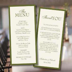 Minimalist Old Money Wedding Menu Thank You Note