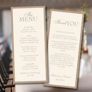 Minimalist Old Money Wedding Menu Thank You Note