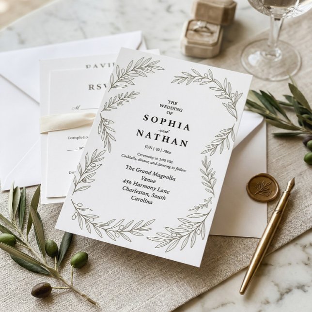 Minimalist Olive Branch Wedding Invitation (Creator Uploaded)