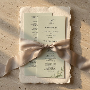 Minimalist Olive Branch Wedding Program Elegant Menu