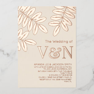 Minimalist Olive Branches Rose Gold Beige Wedding