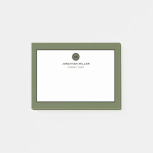 Minimalist Olive Classic Monogram Post-it Notes