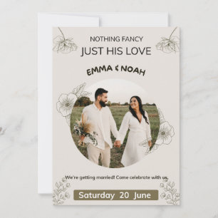 Minimalist Olive Green & Cream Wedding Invitation 