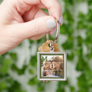 Minimalist Olive Green Custom Photo Mum Keepsake Key Ring