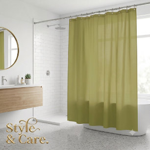 Minimalist Olive Green Modern Elegant Shower Curtain