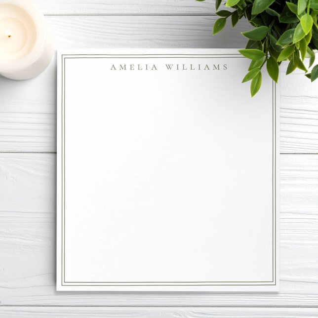 Minimalist Olive Green Monogram Two Border Notepad (Creator Uploaded)
