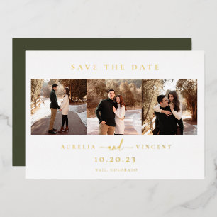 Minimalist Olive Green Photo Save The Date
