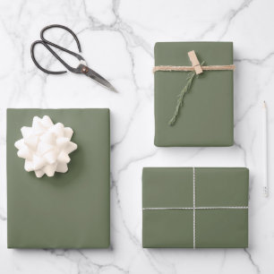 Minimalist Olive Green Plain Solid Colour Wrapping Paper Sheet