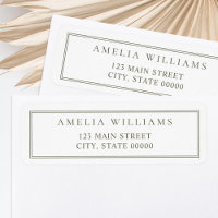 Minimalist Olive Green Two Border Return Address