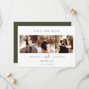 Minimalist Olive Green Wedding Photo Save The Date