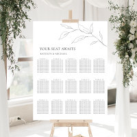 Minimalist Olive Leaf Wedding 15 Table Seating