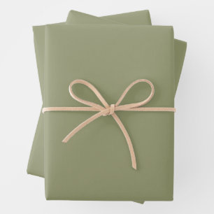 Minimalist Olive Sage Green Plain Solid Colour Wrapping Paper Sheet