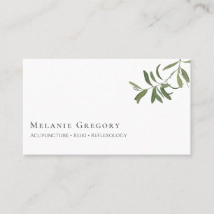 Minimalist Olive Tree Branch Business Card