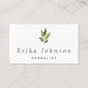 Minimalist Olive Tree Branch Herbalist Gardener    Business Card