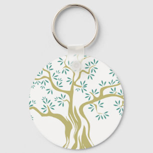 Minimalist Olive Tree Sketch Keychain – Botanical 