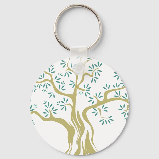 Minimalist Olive Tree Sketch Keychain – Botanical  (Front)