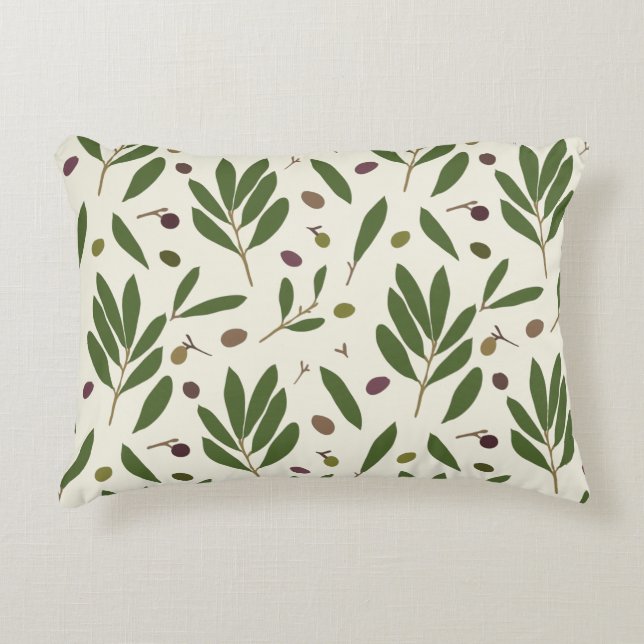 Minimalist Olives and Branches - seamless pattern. Decorative Cushion (Front)