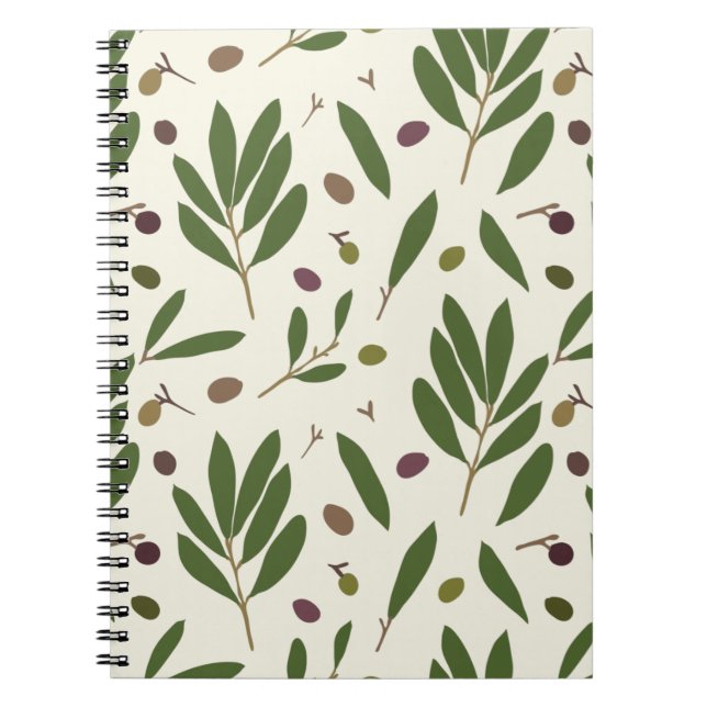 Minimalist Olives and Branches - seamless pattern. Notebook (Front)