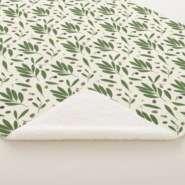 Minimalist Olives and Branches - seamless pattern. Sherpa Blanket (3/4)