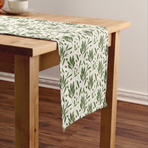 Minimalist Olives and Branches - seamless pattern. Short Table Runner