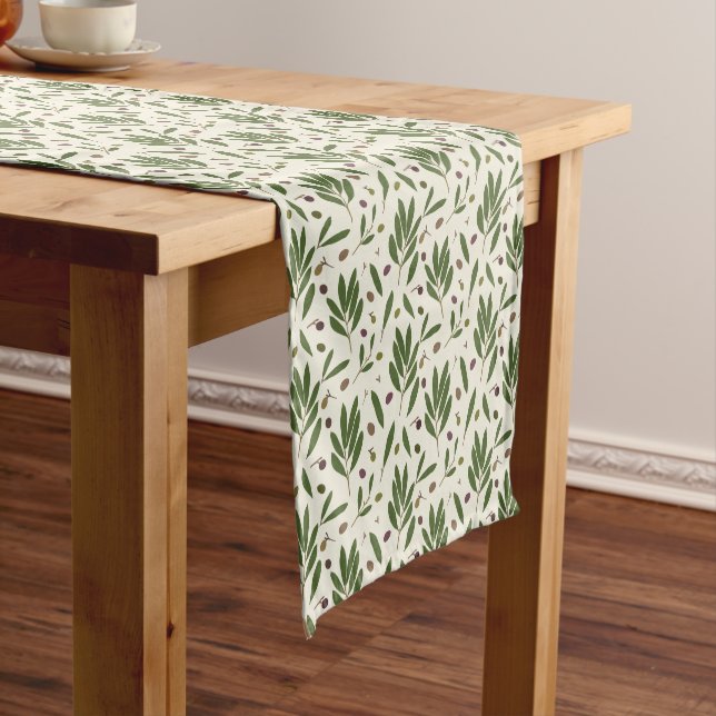 Minimalist Olives and Branches - seamless pattern. Short Table Runner (In Situ)