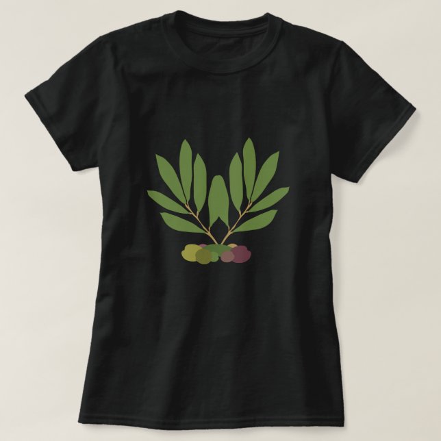 Minimalist Olives and Branches. T-Shirt (Design Front)
