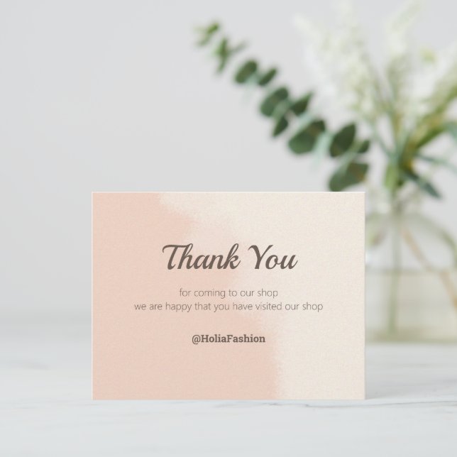Minimalist  Ombre Pink Thank You Postcard (Standing Front)