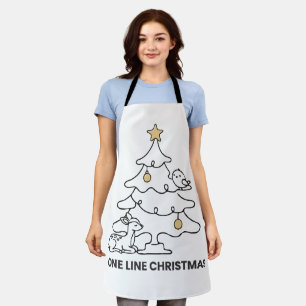 Minimalist One Line Christmas Tree Apron
