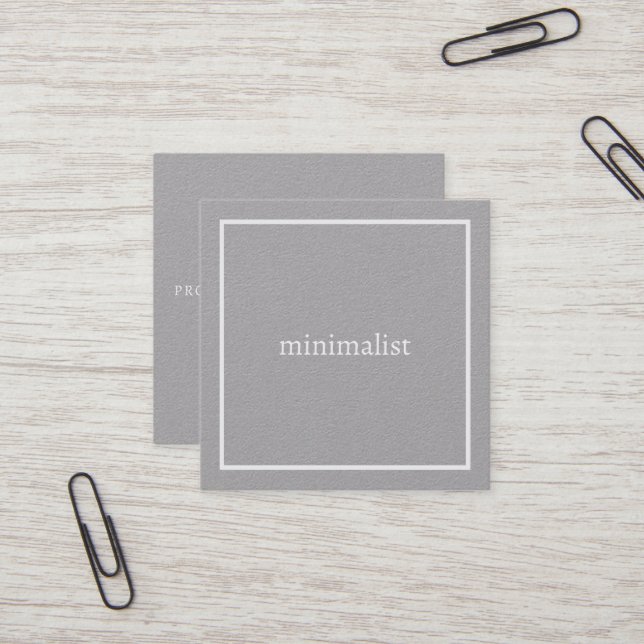 Minimalist Only Name Grey Square Business Card (Front/Back In Situ)