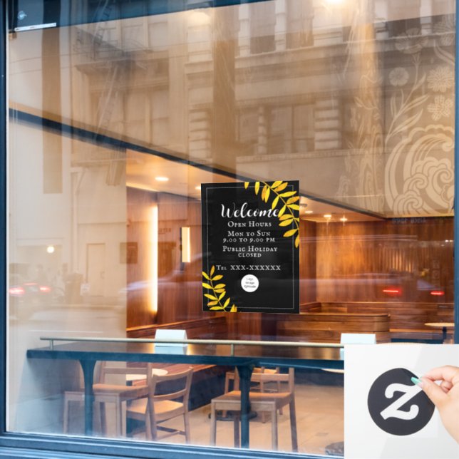 Minimalist Opening Hours Window Cling (Cafe Window)