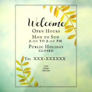 Minimalist Opening Hours Window Cling