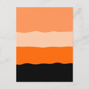 Minimalist Orange and Black Wavy Stripes Holiday Postcard