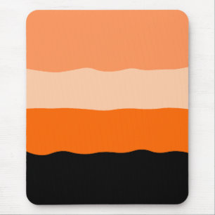 Minimalist Orange and Black Wavy Stripes Mouse Mat