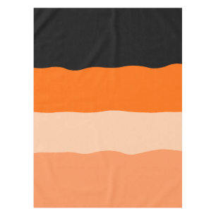 Minimalist Orange and Black Wavy Stripes Tablecloth
