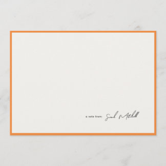 Minimalist Orange Border Personalized Script Card