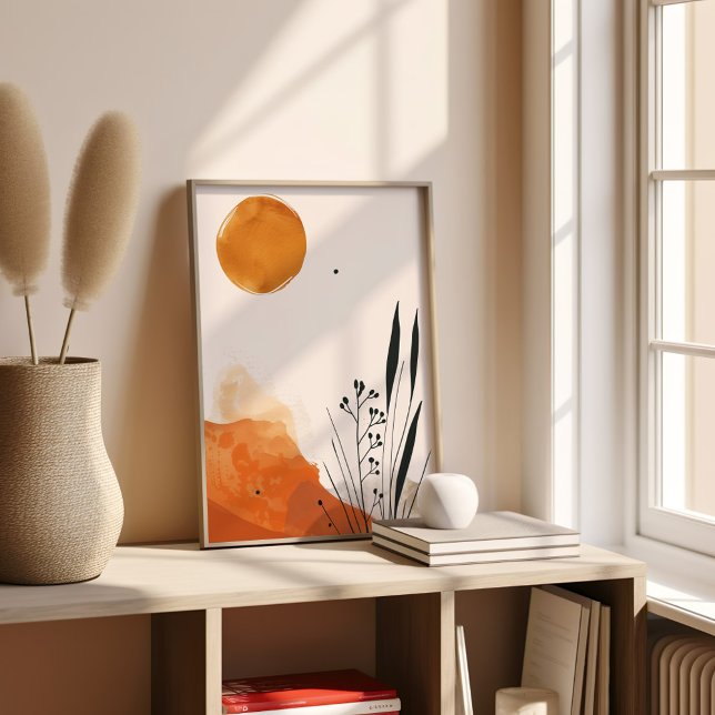 Minimalist Orange Botanical Boho Poster (Creator Uploaded)